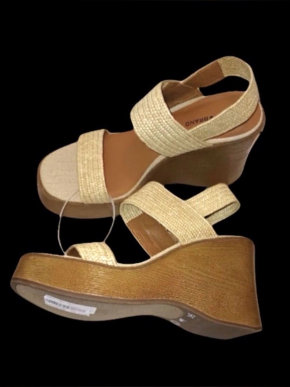 Lucky Brand Delukah Stretch Straw Sandals Size 9 Wedge Platform